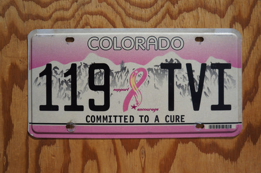 Colorado Pink Ribbon Committed to A Cure License Plate Breast Cancer Awareness Mother Woman Life