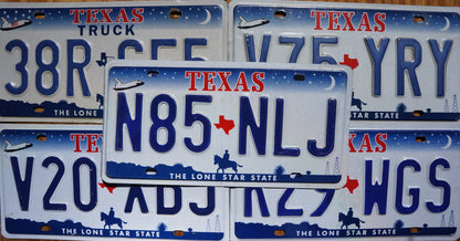 TEXAS SPACE SHUTTLE Embossed License Plate Tags - Stars Moon Cowboy