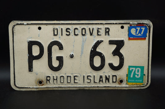 1977 1979 Rhode Island Vintage License Plate # PG - 63