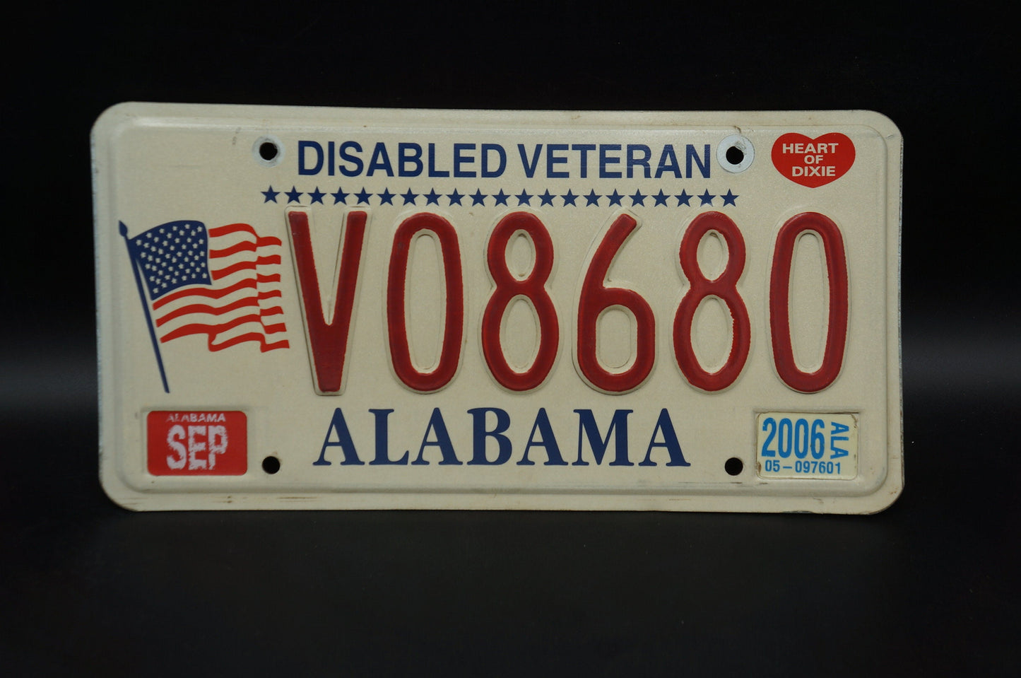 2006 DISABLED VETERAN Alabama Flag License Plate