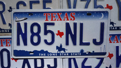 TEXAS SPACE SHUTTLE Embossed License Plate Tags - Stars Moon Cowboy