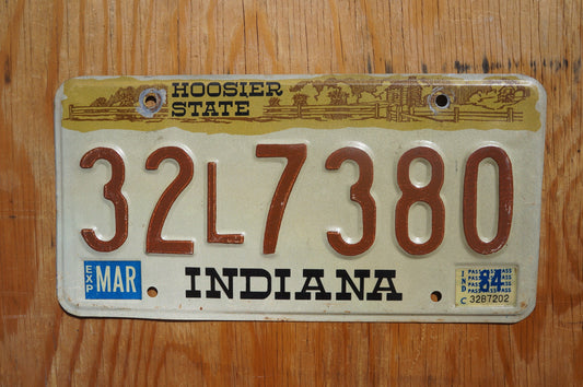1984 Indiana Graphic License Plate Hooster State