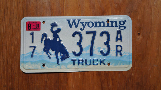 2001 Wyoming TRUCK Cowboy Horse Blue License Plate
