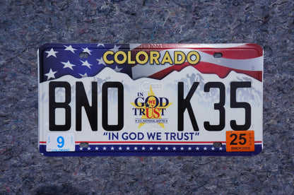 Colorado In GOD WE TRUST Graphic Flag License Plate