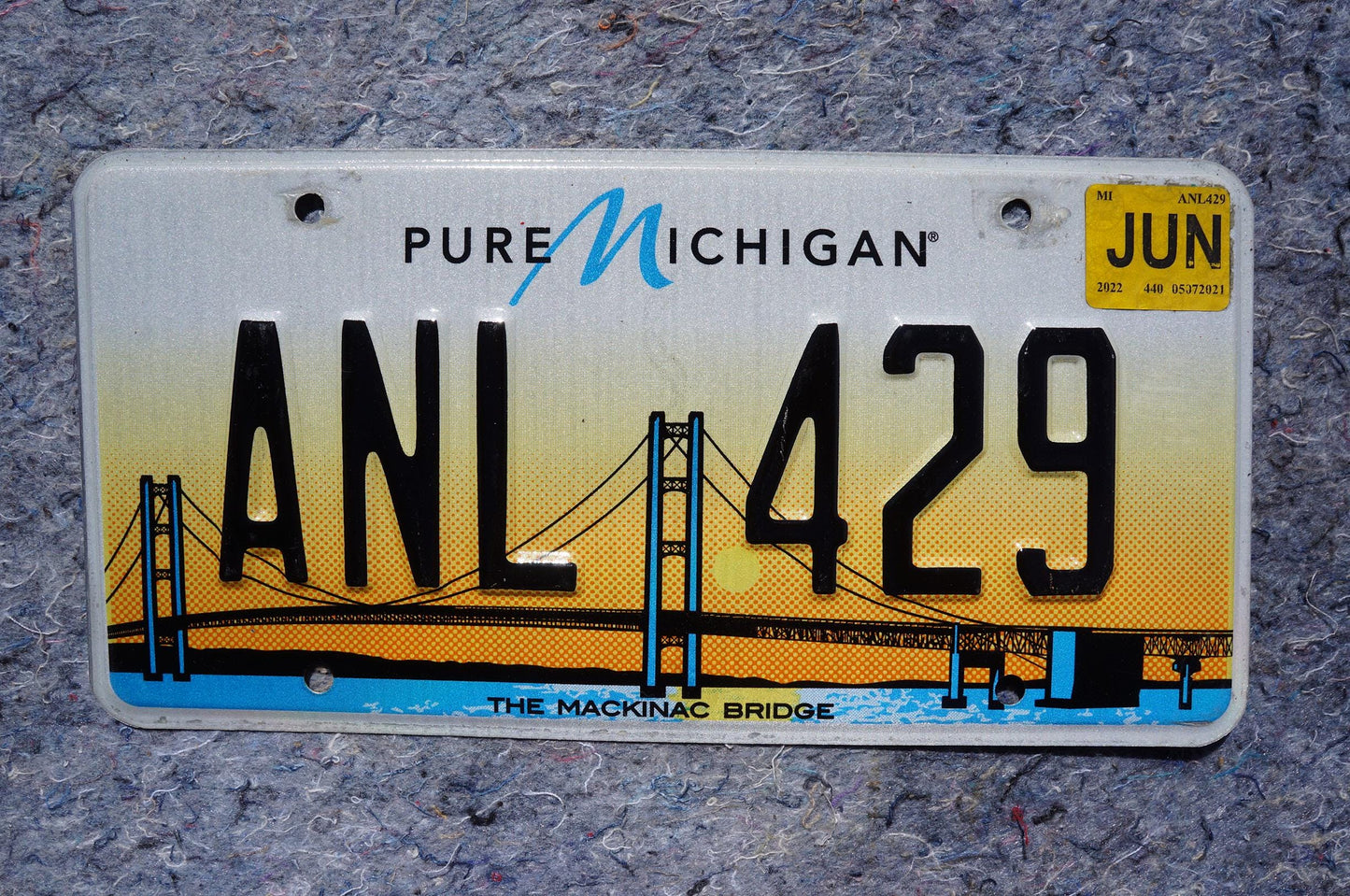 2022 Michigan THE MACKINAC BRIDGE Orange License Plate