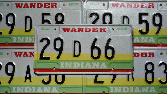 INDIANA LICENSE PLATE - 1980s Indiana WANDER Vintage License Plate Yellow Green